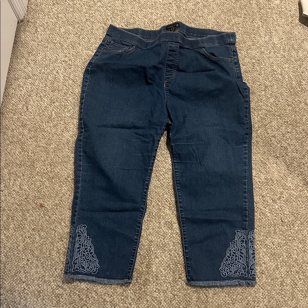Susan Graver Blue Denim Crop Jeans